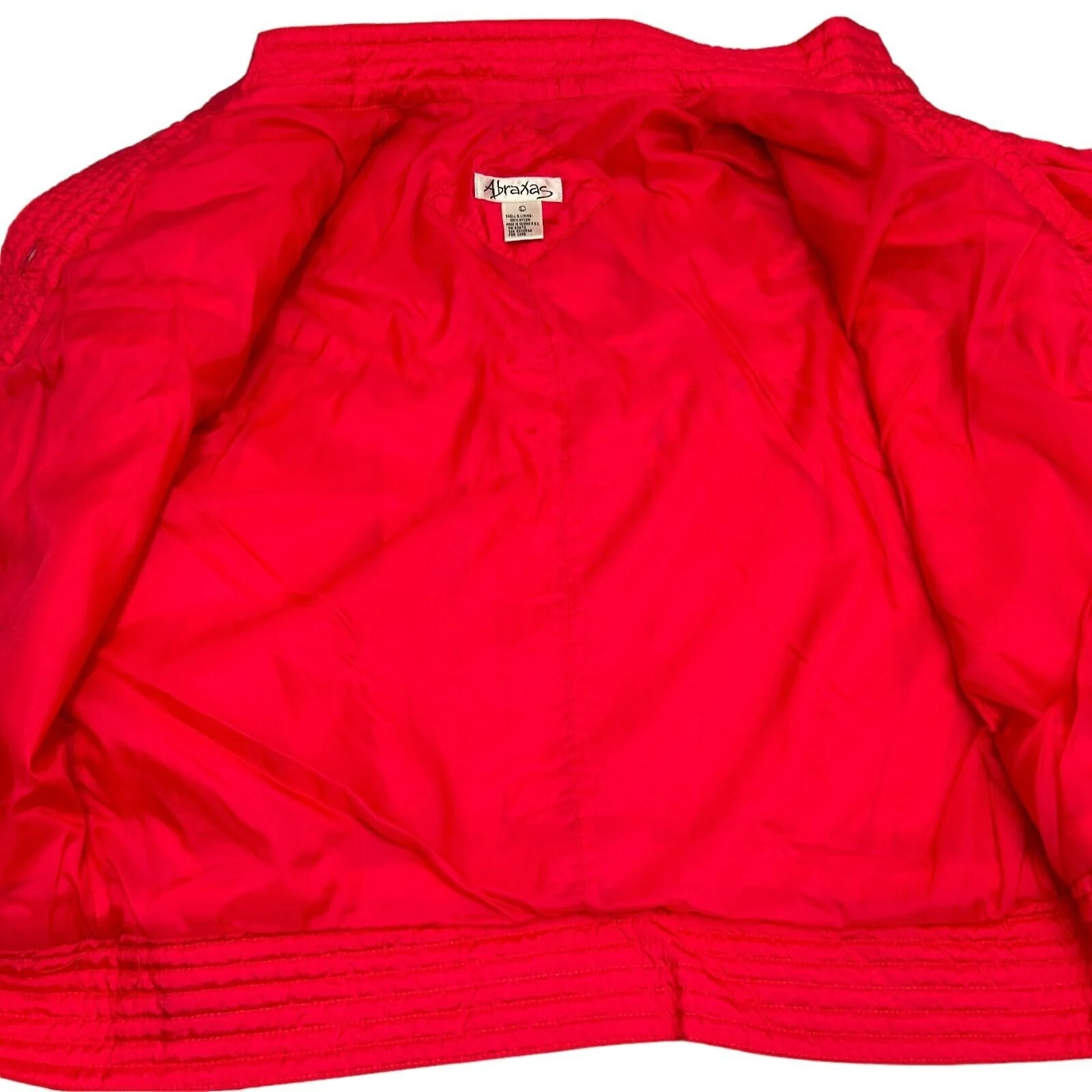 Vintage 80s Abraxas Jacket Womens L Large Red Puffy Shoulder Pads Windbreaker - Image 3