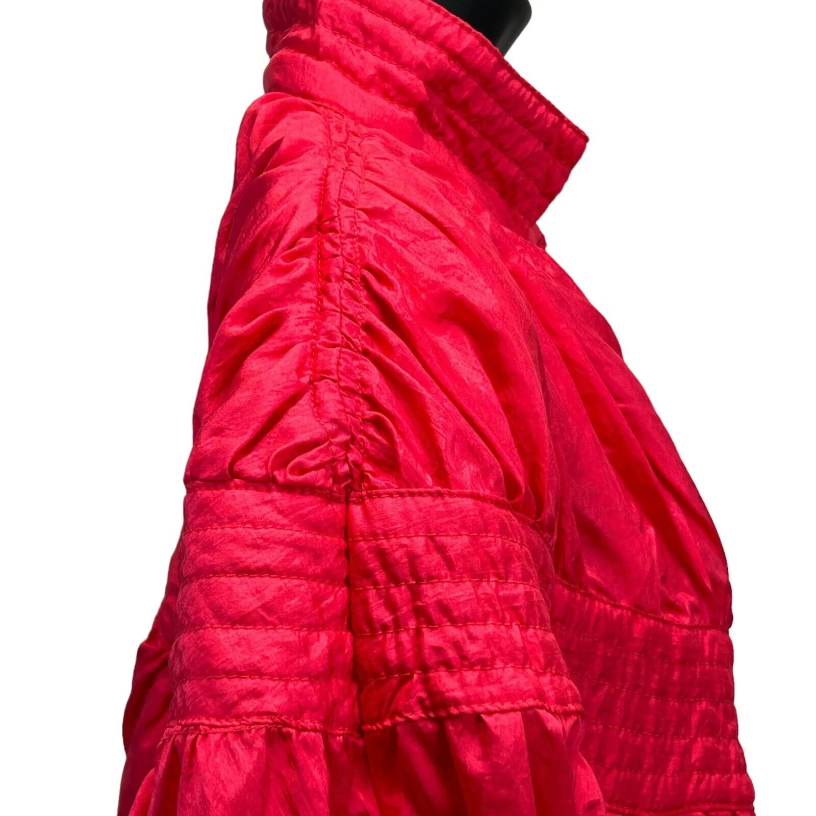 Vintage 80s Abraxas Jacket Womens L Large Red Puffy Shoulder Pads Windbreaker - Image 4