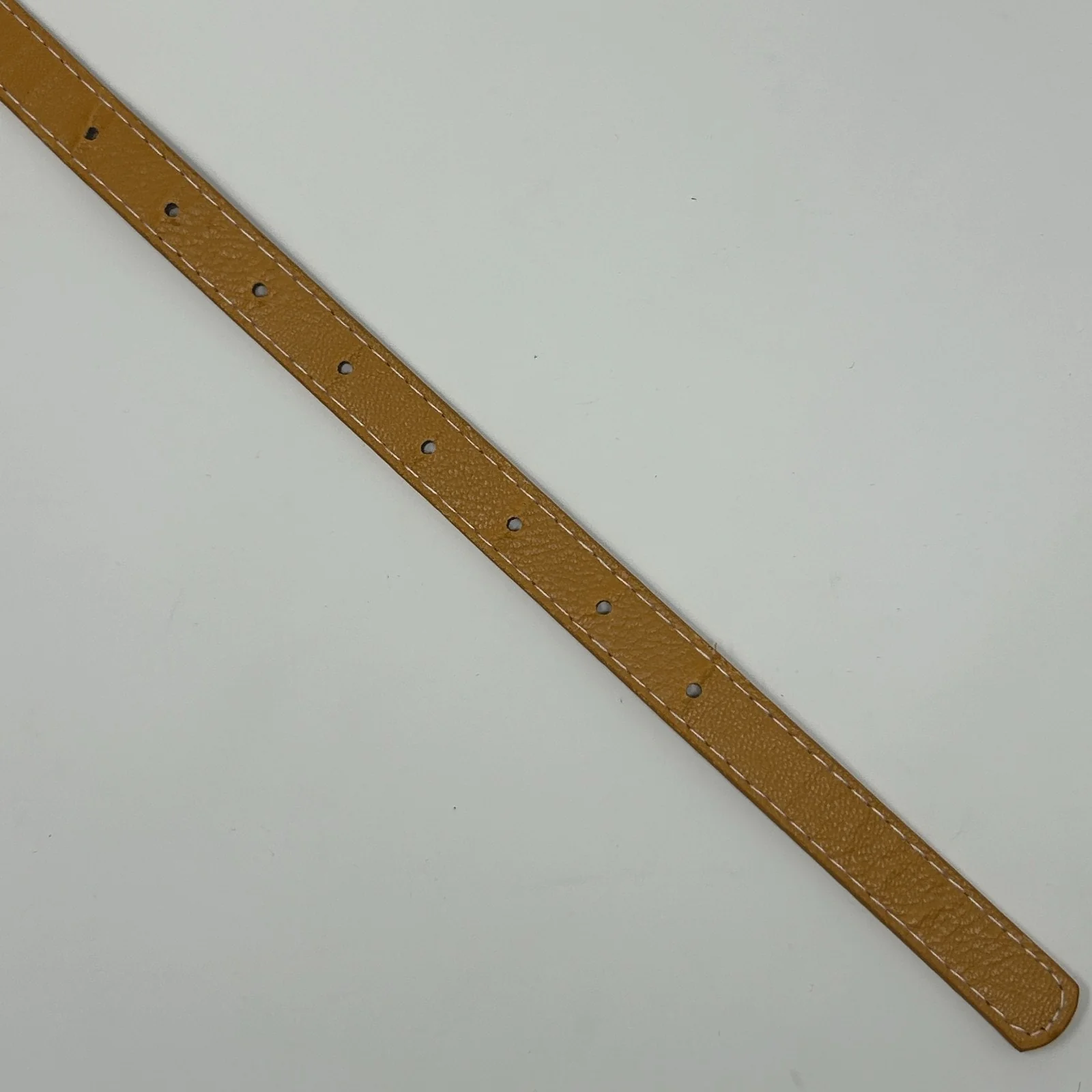 Burberry Thin Skinny Belt Brass Buckle Amber Yellow Gold Beige Womens M Medium - Image 3