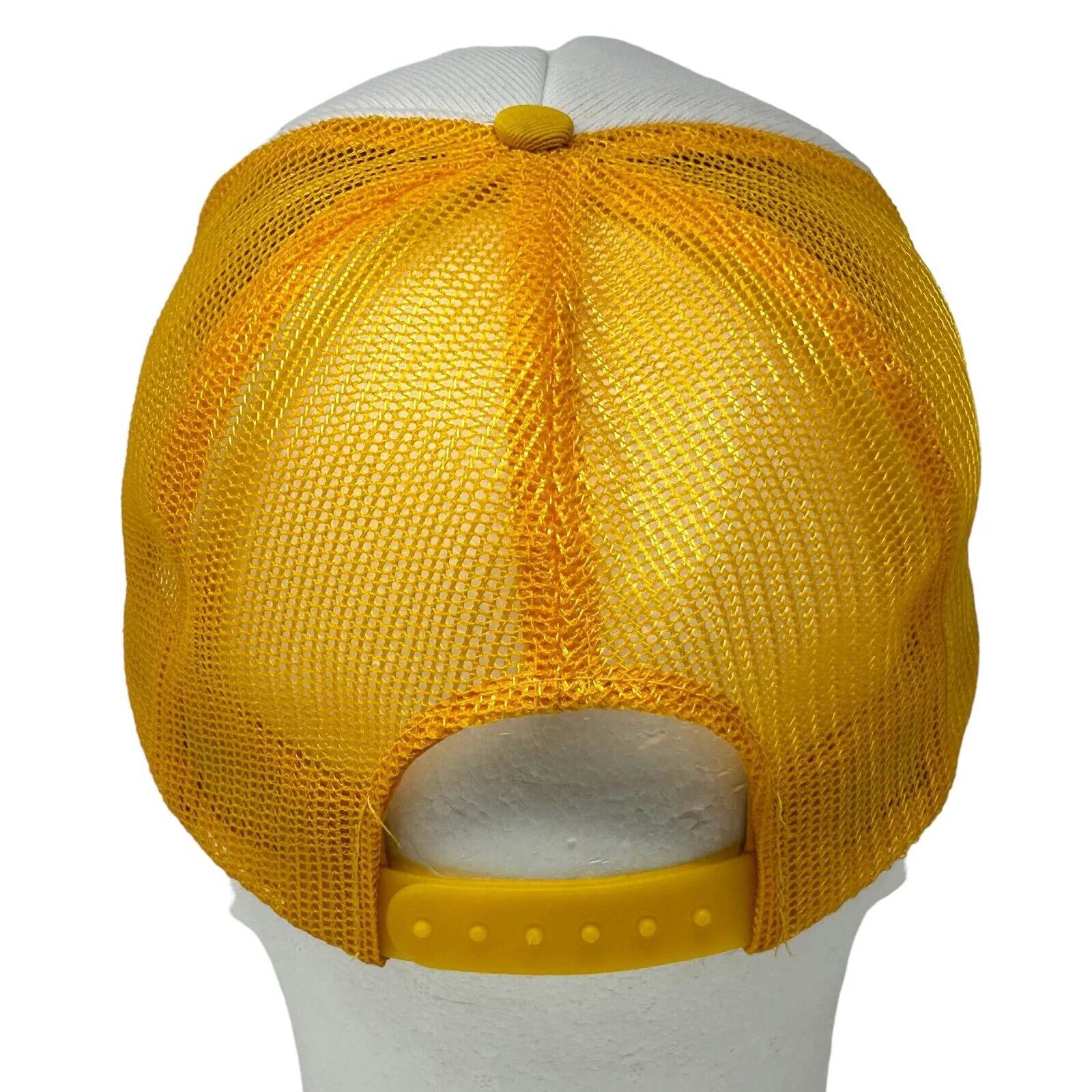Vintage 80s Desert Equipment Co Trucker Hat Baseball Cap Bulldozer Mesh Yellow - Image 3