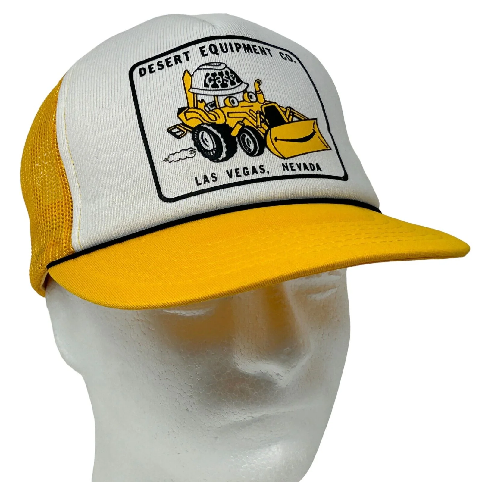 Vintage 80s Desert Equipment Co Trucker Hat Baseball Cap Bulldozer Mesh Yellow - Image 9