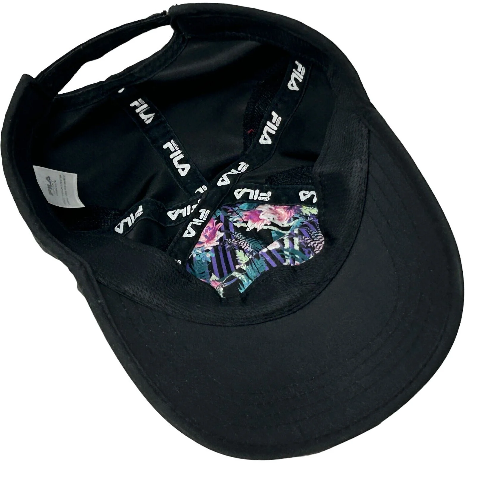 Fila Sport Floral Dad Hat Cap Unisex Womens Black Strapback Flowers Hawaiian - Image 4