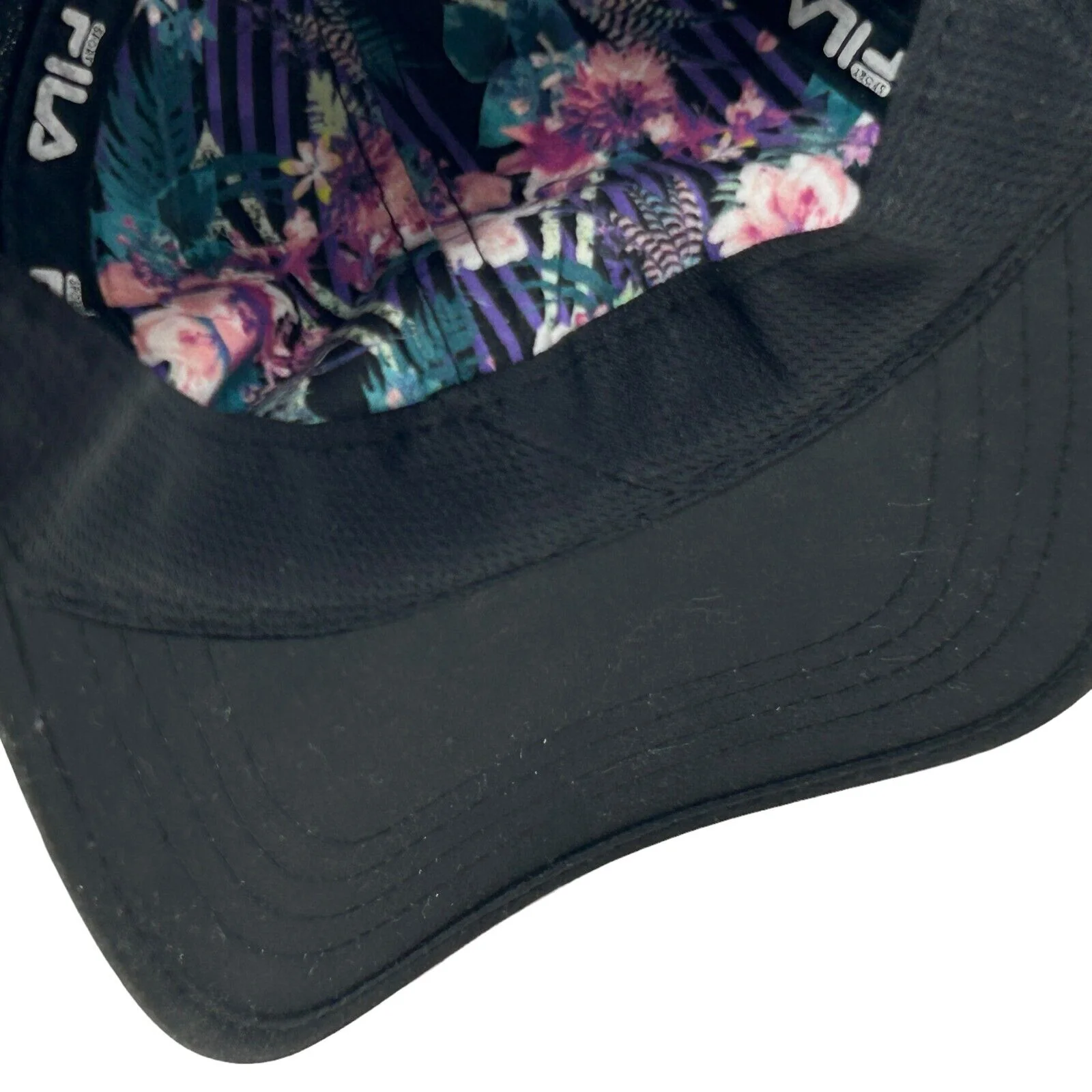 Fila Sport Floral Dad Hat Cap Unisex Womens Black Strapback Flowers Hawaiian - Image 5