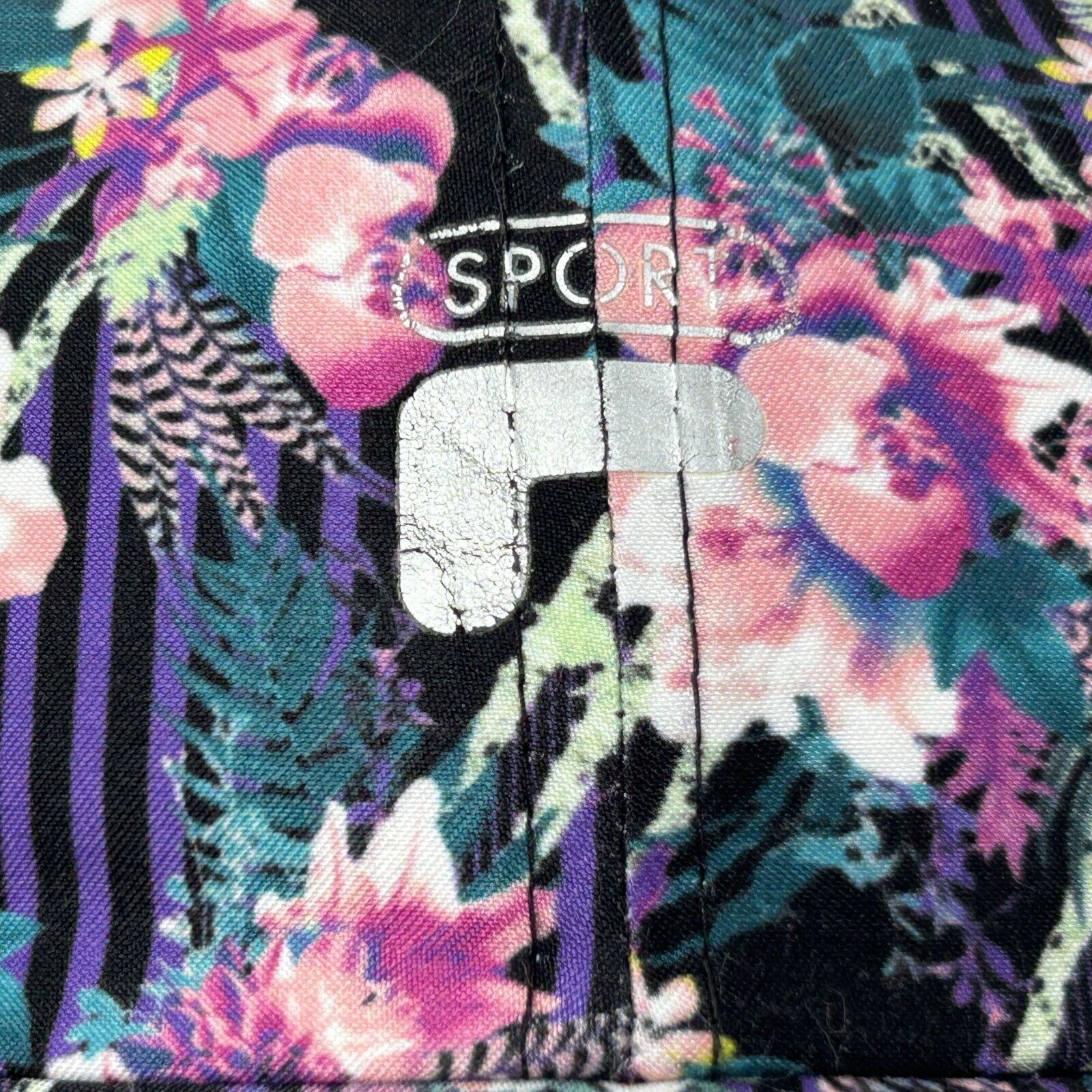 Fila Sport Floral Dad Hat Cap Unisex Womens Black Strapback Flowers Hawaiian - Image 6