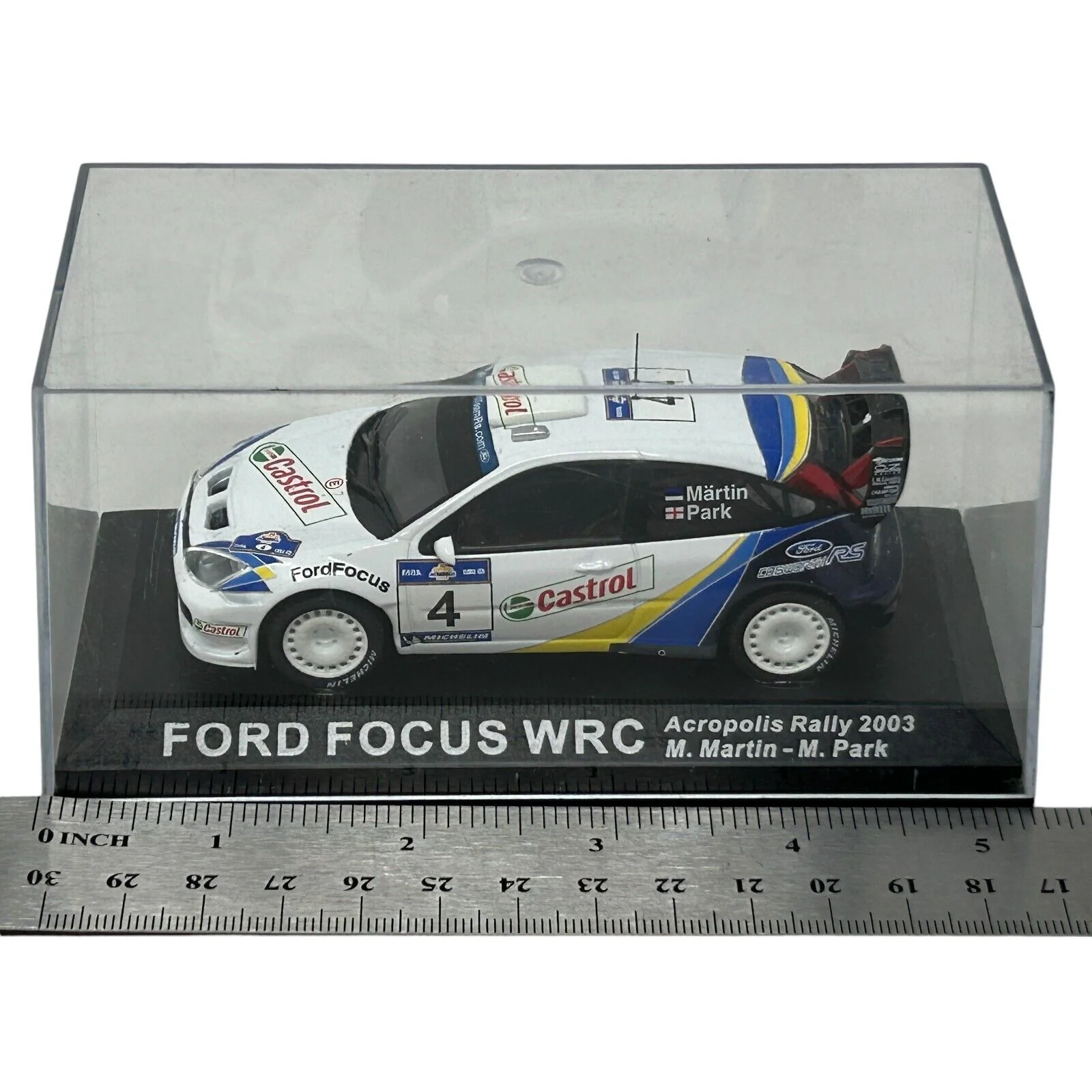 Ford Focus RS WRC Acropolis Rally 2003 Diecast Race Car 1/43 Altaya White - Image 9