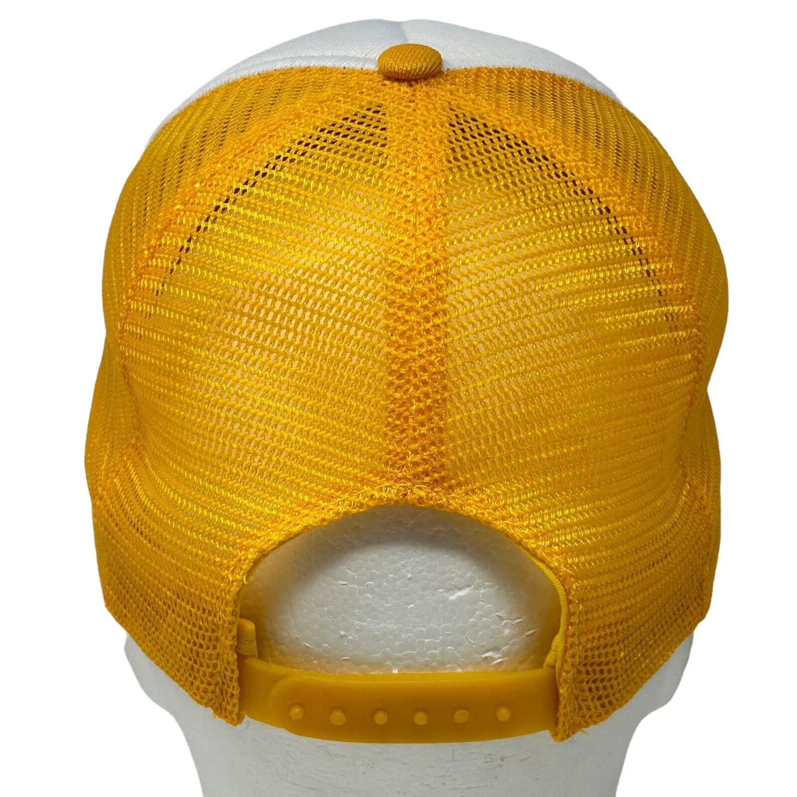 Vintage 80s KW Pipeline Inc Patch Trucker Hat Baseball Cap Backhoe Mesh Yellow - Image 3