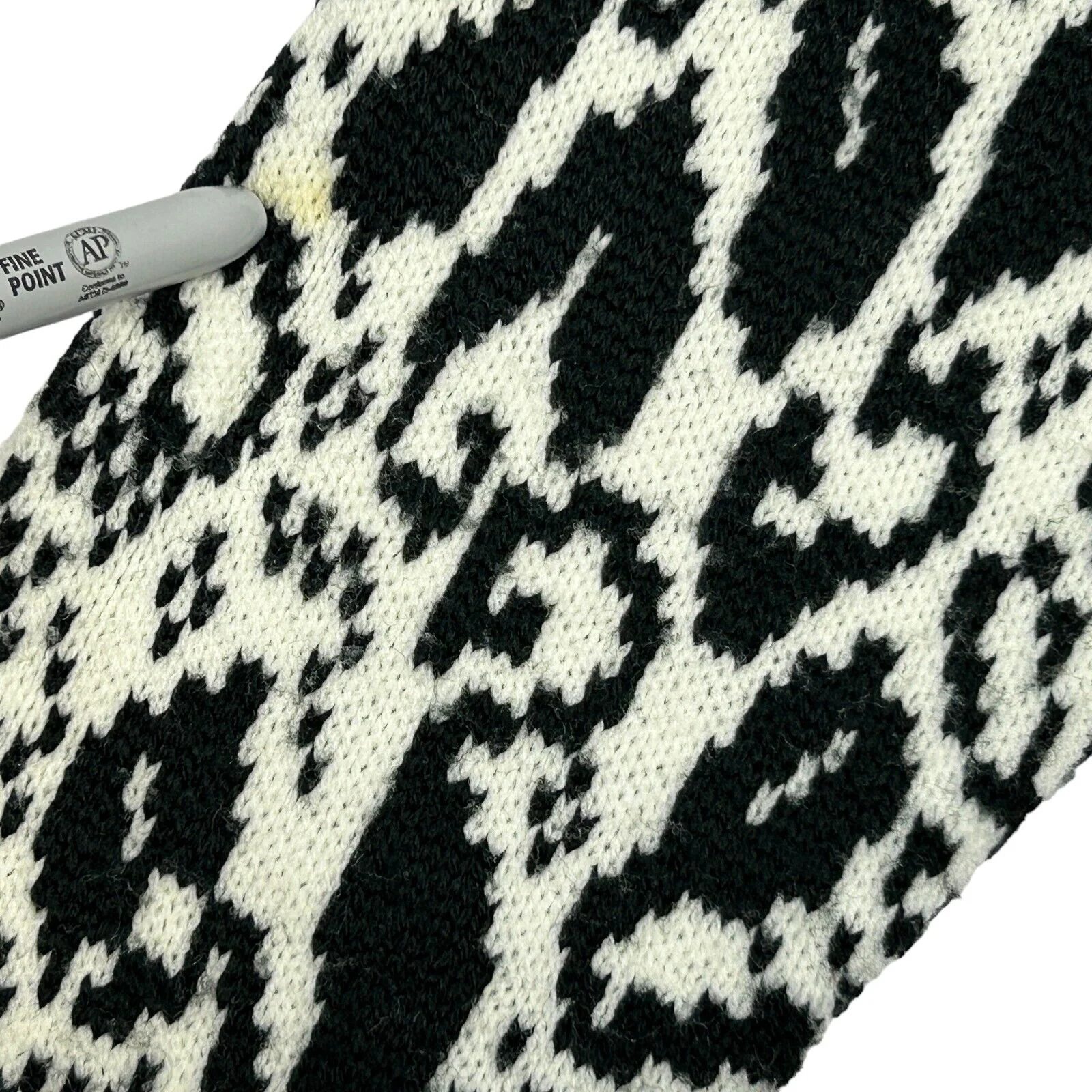 Vintage 60s Open Front Cardigan Sweater Black White Floral Lampl Womens M Medium - Image 3