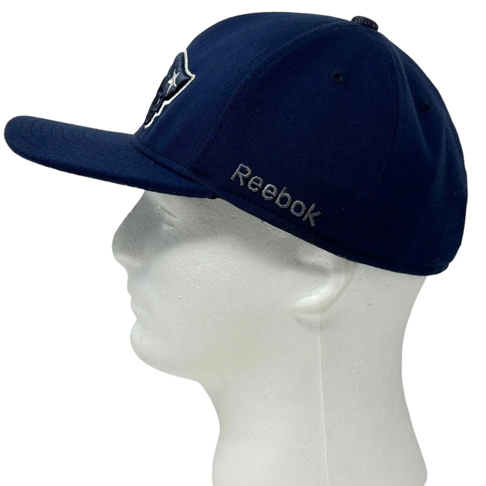 New England Patriots Hat Baseball Cap Blue Reebok NFL Wool Blend Flex Fitted S-M - Image 3