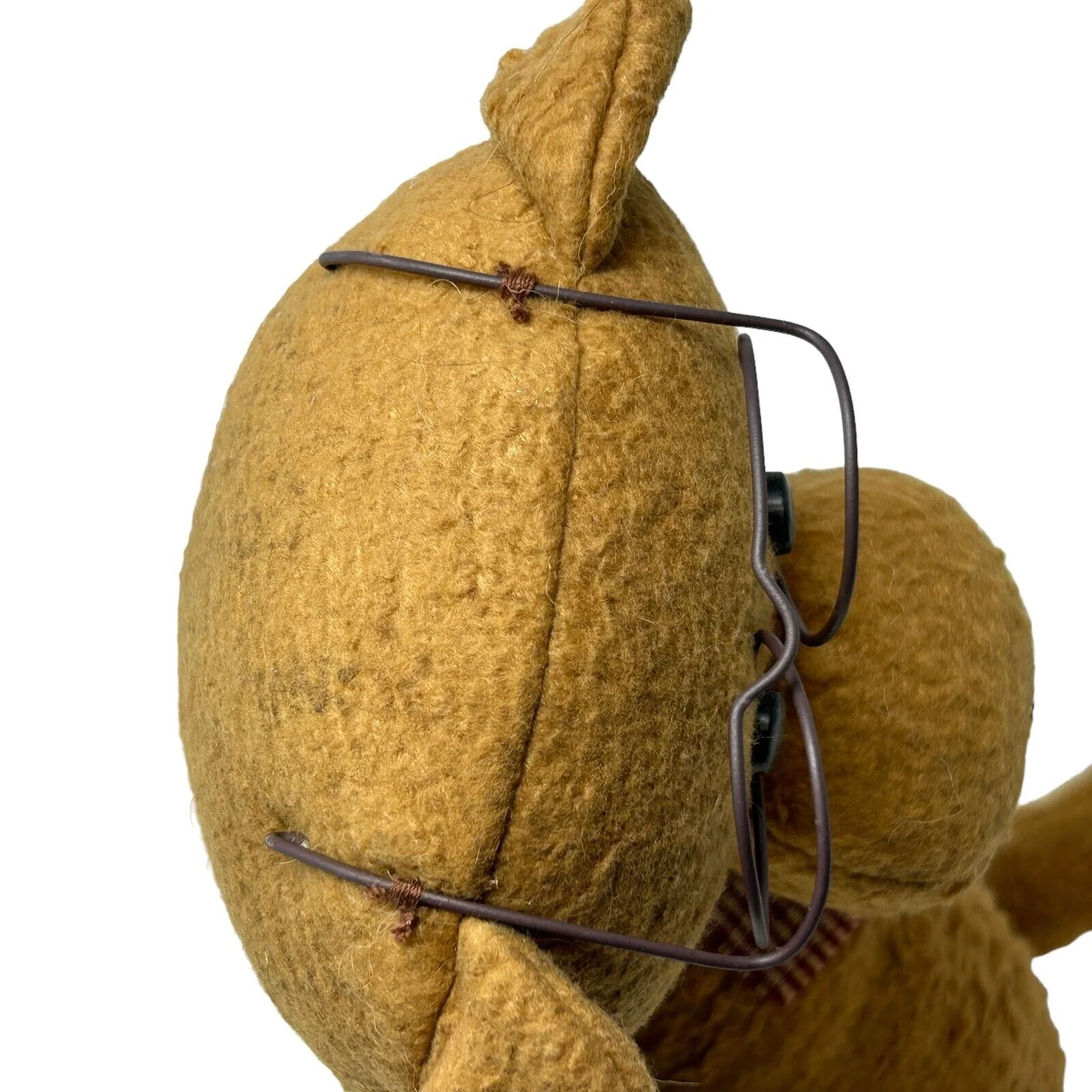 Plush Teddy Bear Stuffed Animal Wearing Eyeglasses Button Joints Beige Tan - Image 12