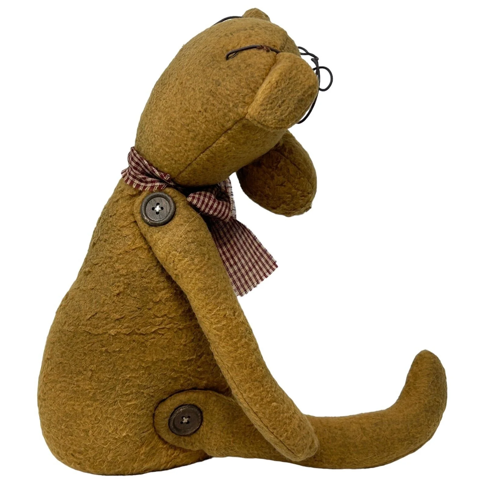 Plush Teddy Bear Stuffed Animal Wearing Eyeglasses Button Joints Beige Tan - Image 4