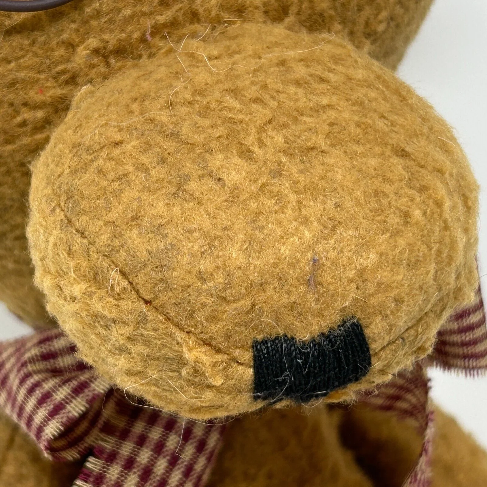 Plush Teddy Bear Stuffed Animal Wearing Eyeglasses Button Joints Beige Tan - Image 5