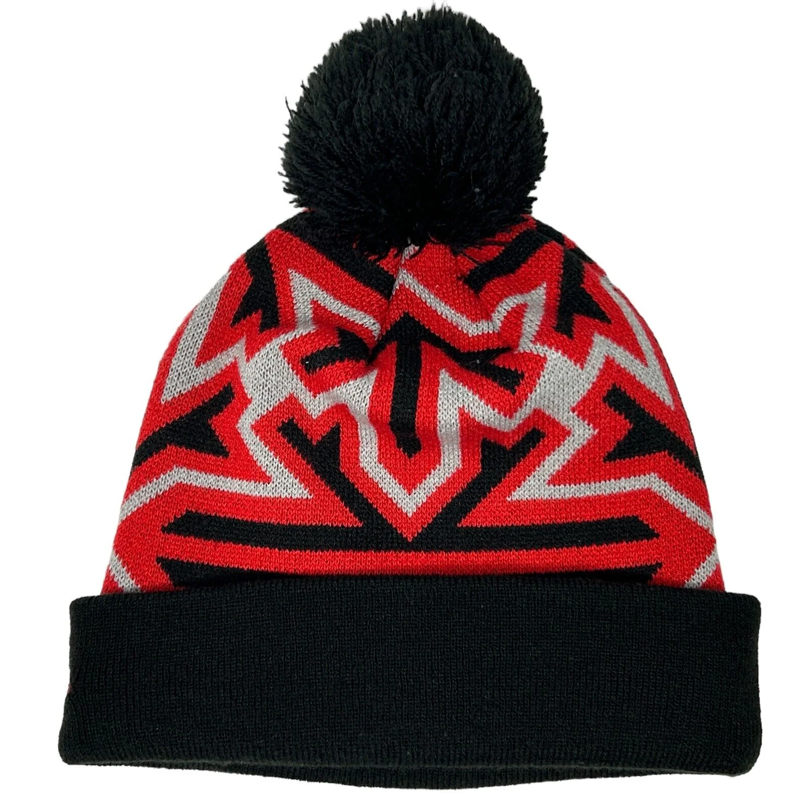 Toronto Raptors Cuffed Pom Pom Beanie Toque Hat NBA Basketball New Era Black Red - Image 3