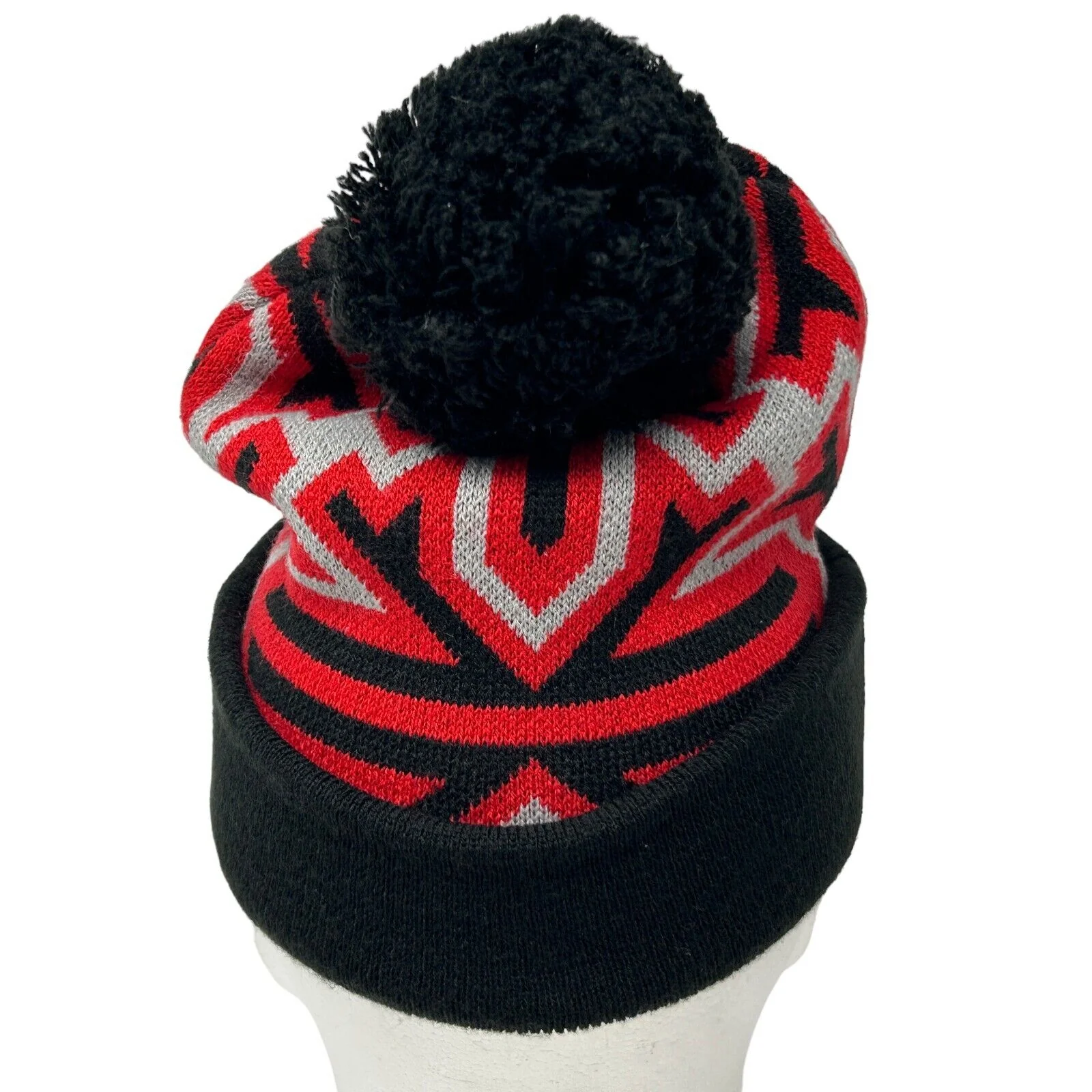 Toronto Raptors Cuffed Pom Pom Beanie Toque Hat NBA Basketball New Era Black Red - Image 7
