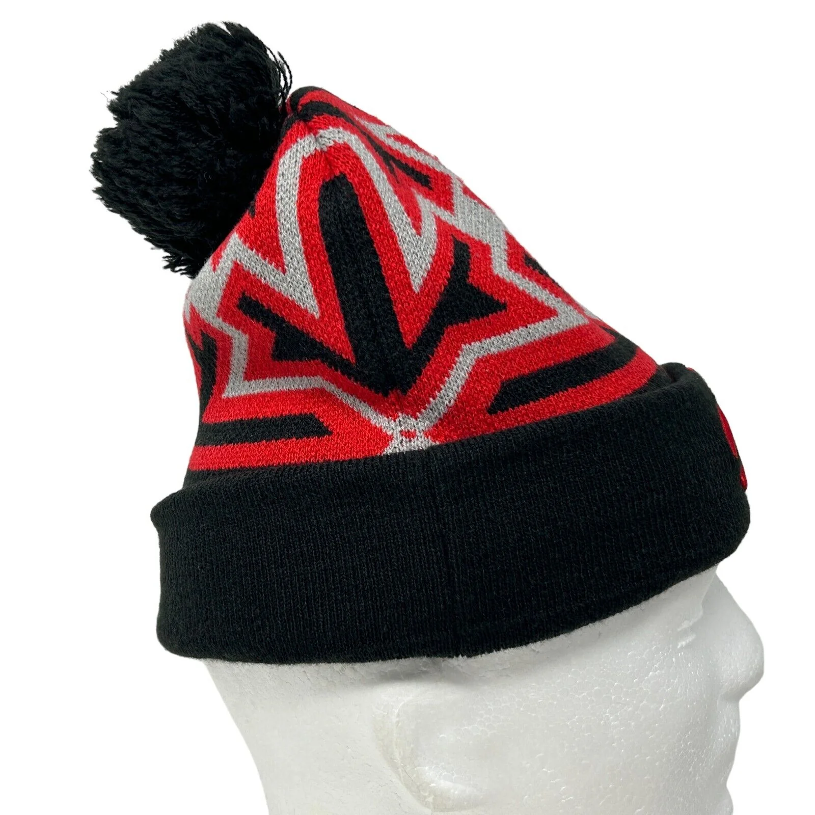 Toronto Raptors Cuffed Pom Pom Beanie Toque Hat NBA Basketball New Era Black Red - Image 8