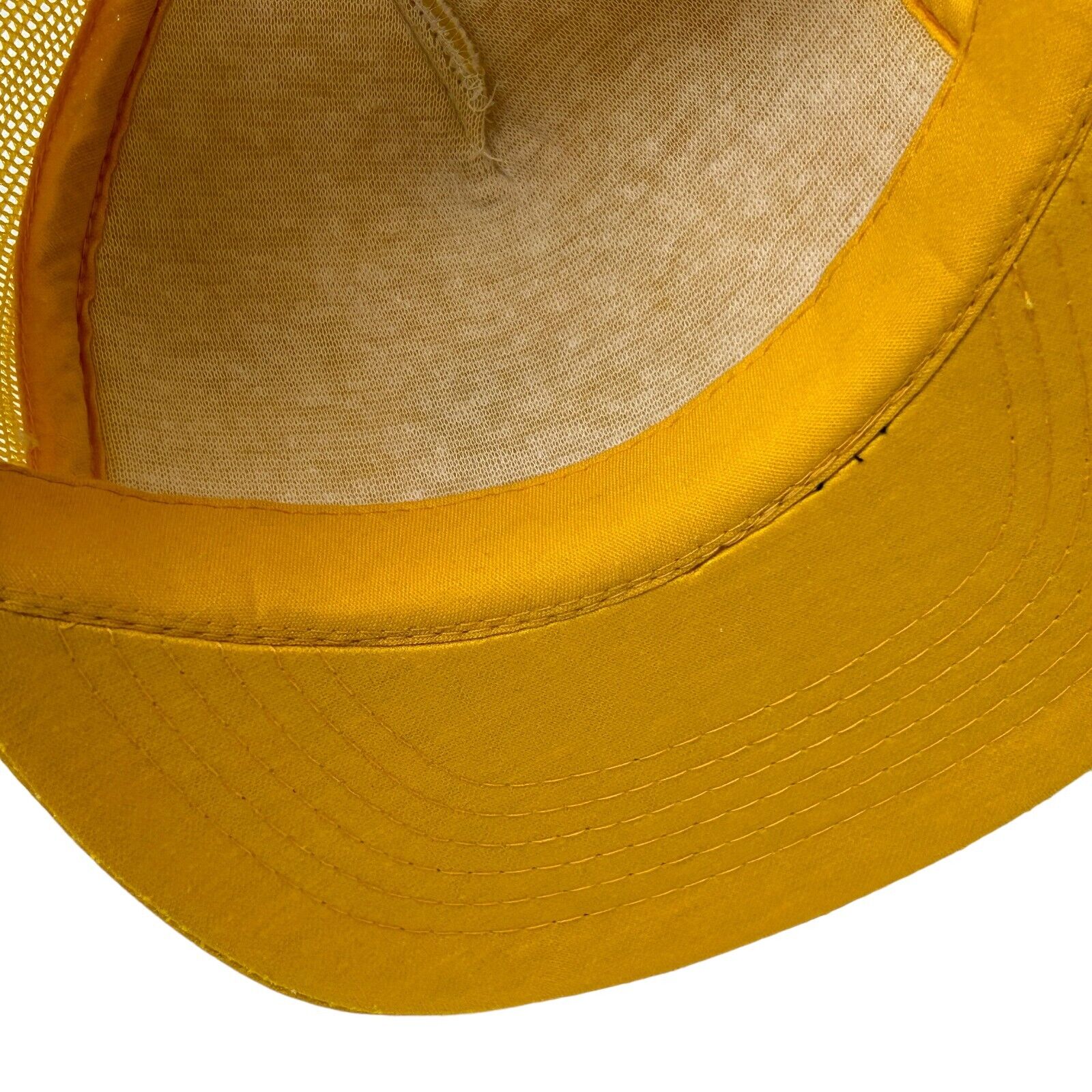 Vintage 80s Trench Plate Rental Co Trucker Hat Baseball Cap Roadwork Mesh Yellow - Image 5