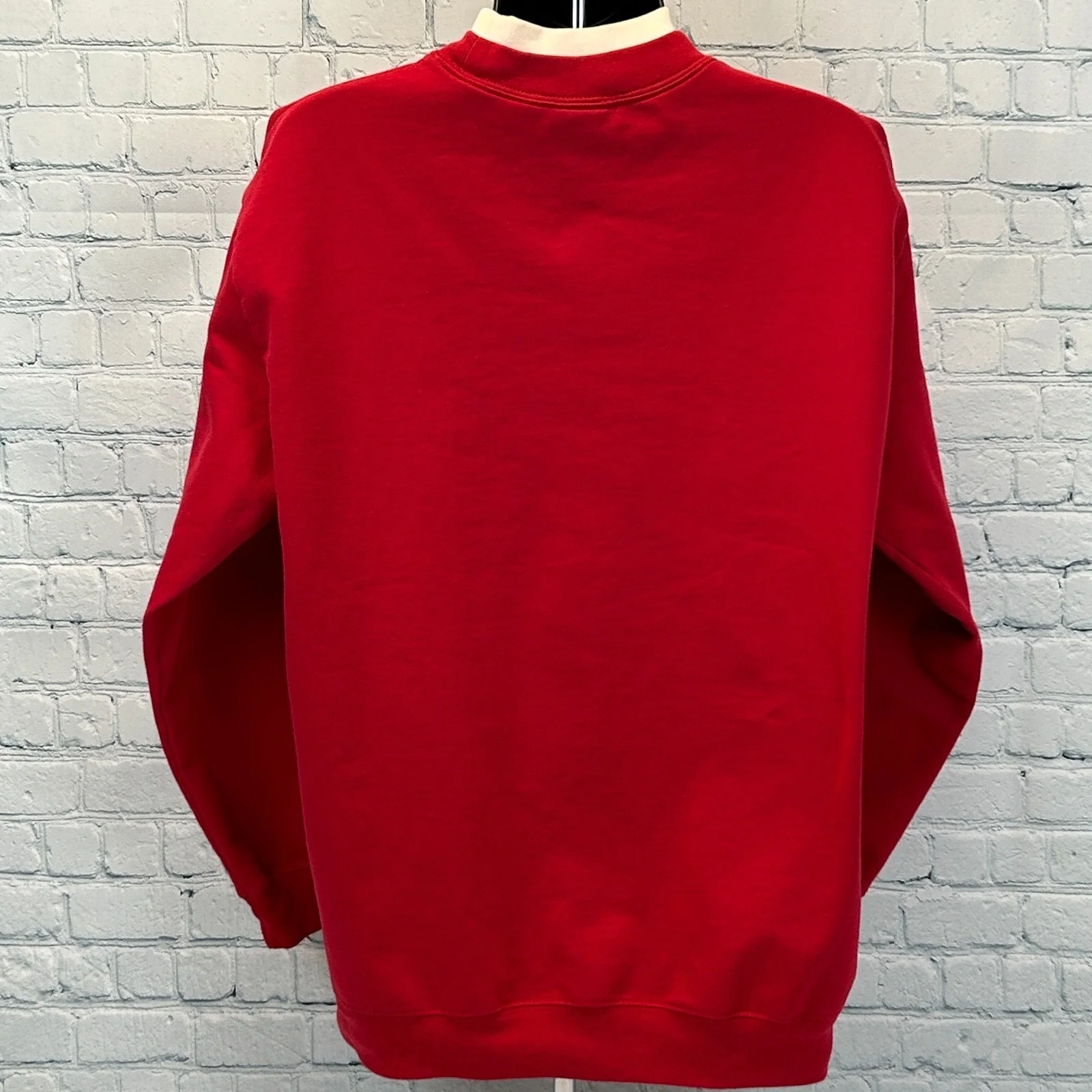 Vintage 90s Silent Night Cute Christmas Sweater Sweatshirt Red Womens M Medium - Image 3