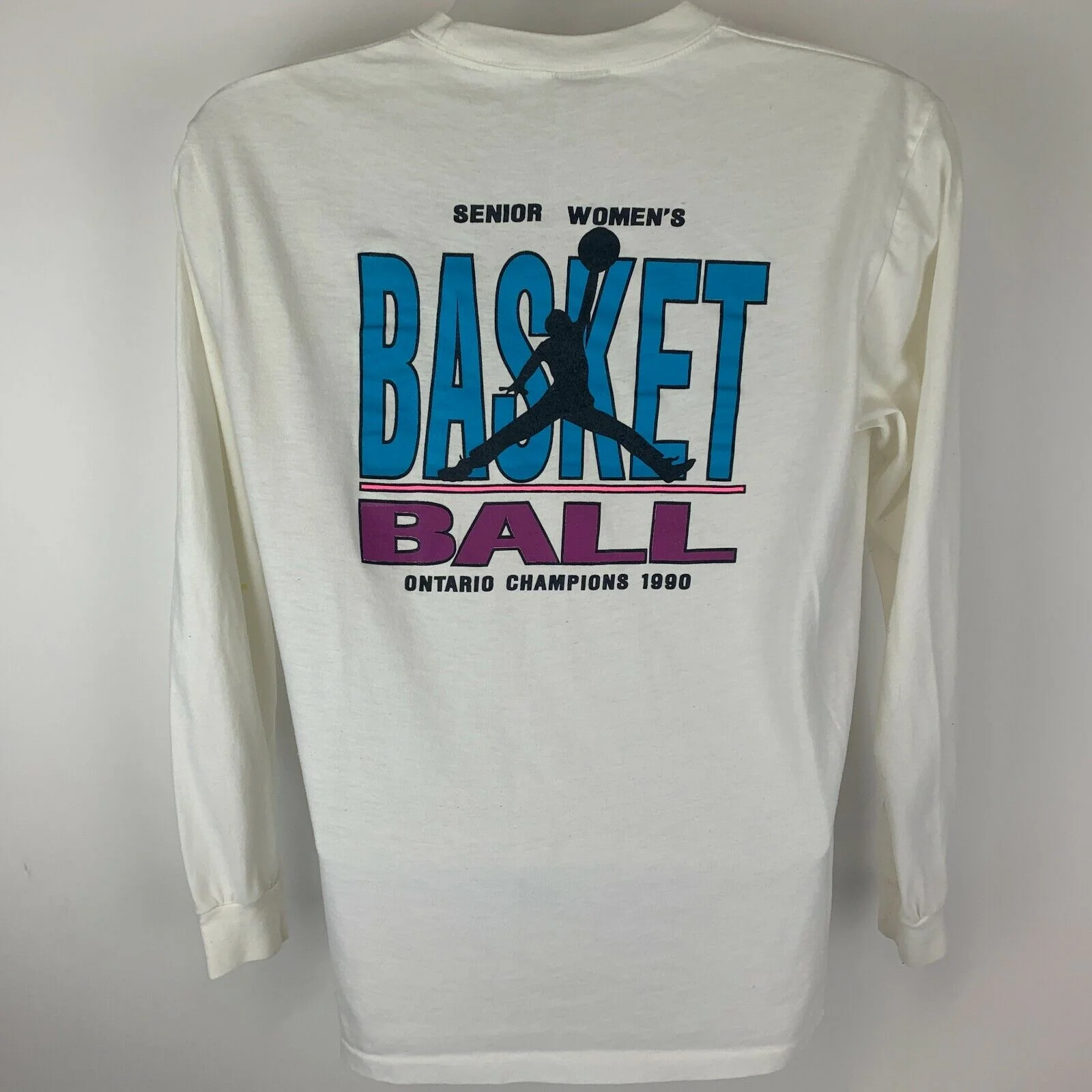 Vintage 90s York Raiders Basketball T Shirt Ontario White Tee Womens XL X-Large - Image 3
